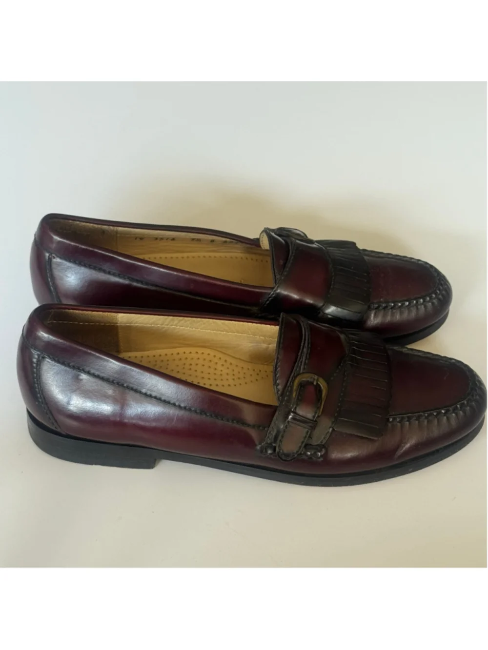 Cole Haan Burgundy Leather Kiltie Buckle Loafers Men’s Size 9.5B Classic Preppy